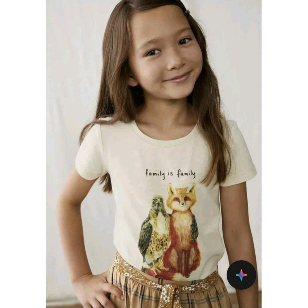 Matilda Jane Just Imagine Family is Family Fox Hawk Graphic Tee Cream Size 10